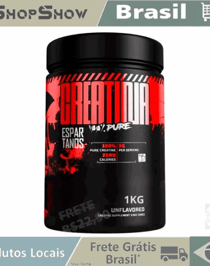Creatina Pó 100% Pura Monohidratada Espartanos 1kg Aprovada Sabor Neutro