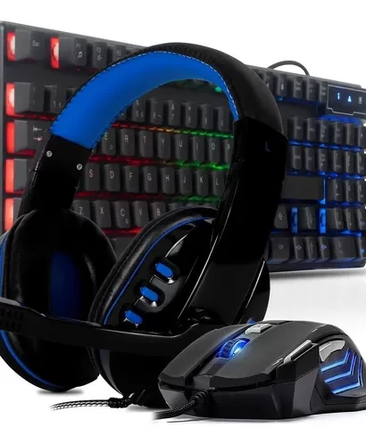 Kit Gamer Teclado Semi Mecanico Headset E Mouse 7 Botões