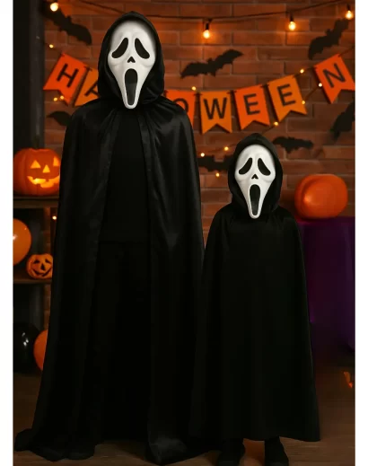 Fantasia Halloween Pânico Capa + Máscara Adulto Infantil Kit